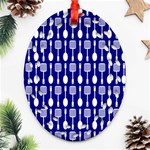 Indigo Spatula Spoon Pattern Oval Filigree Ornament (2-Side)  Back