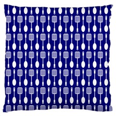 Indigo Spatula Spoon Pattern Large Flano Cushion Cases (one Side) 