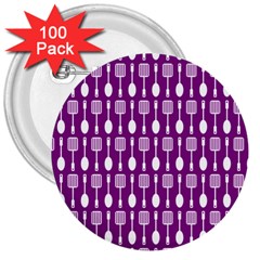 Magenta Spatula Spoon Pattern 3  Buttons (100 Pack) 