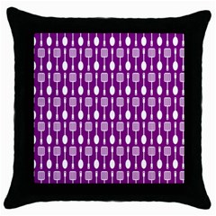 Magenta Spatula Spoon Pattern Throw Pillow Cases (black)