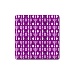 Magenta Spatula Spoon Pattern Square Magnet by GardenOfOphir