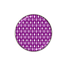 Magenta Spatula Spoon Pattern Hat Clip Ball Marker (4 Pack) by GardenOfOphir