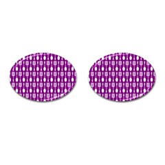 Magenta Spatula Spoon Pattern Cufflinks (oval)