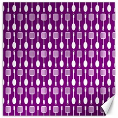 Magenta Spatula Spoon Pattern Canvas 12  X 12   by GardenOfOphir