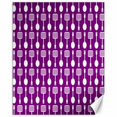 Magenta Spatula Spoon Pattern Canvas 11  X 14   by GardenOfOphir