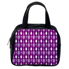 Magenta Spatula Spoon Pattern Classic Handbags (one Side) by GardenOfOphir