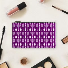 Magenta Spatula Spoon Pattern Cosmetic Bag (small)  by GardenOfOphir