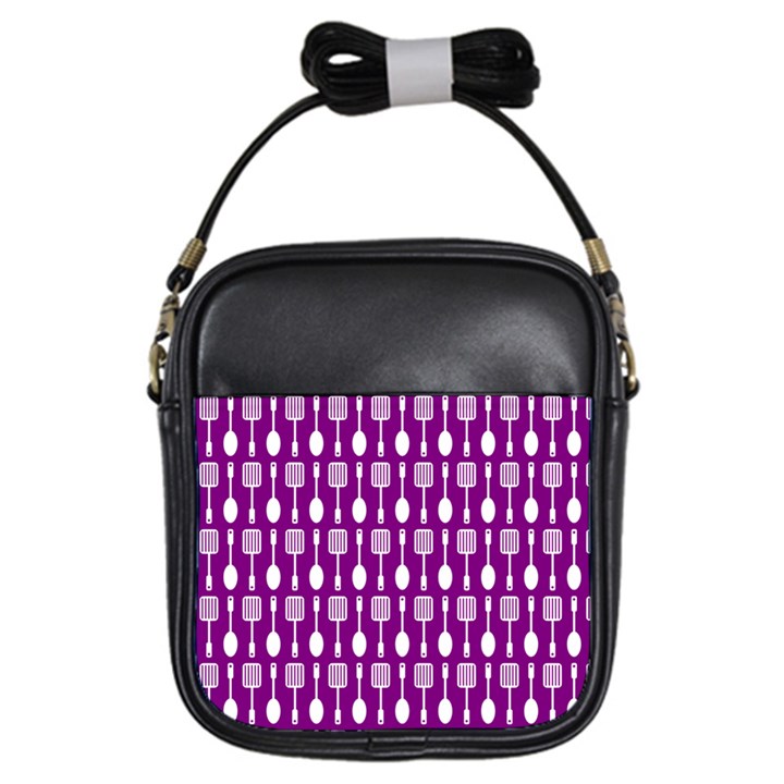 Magenta Spatula Spoon Pattern Girls Sling Bags