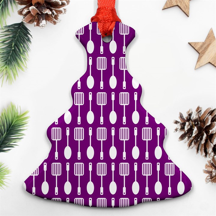 Magenta Spatula Spoon Pattern Ornament (Christmas Tree)