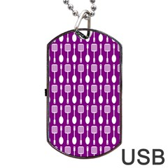 Magenta Spatula Spoon Pattern Dog Tag Usb Flash (one Side) by GardenOfOphir