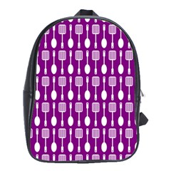 Magenta Spatula Spoon Pattern School Bags (xl)  by GardenOfOphir