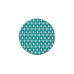 Teal And White Spatula Spoon Pattern Golf Ball Marker (4 Pack) by GardenOfOphir