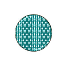 Teal And White Spatula Spoon Pattern Hat Clip Ball Marker by GardenOfOphir