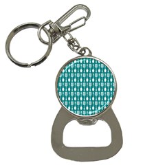 Teal And White Spatula Spoon Pattern Bottle Opener Key Chains