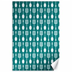 Teal And White Spatula Spoon Pattern Canvas 20  X 30   by GardenOfOphir