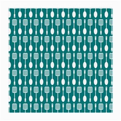 Teal And White Spatula Spoon Pattern Medium Glasses Cloth (2-side) by GardenOfOphir