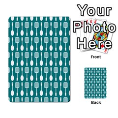 Teal And White Spatula Spoon Pattern Multi-purpose Cards (rectangle)  by GardenOfOphir