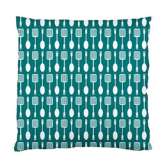 Teal And White Spatula Spoon Pattern Standard Cushion Case (one Side)  by GardenOfOphir