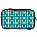 Teal And White Spatula Spoon Pattern Toiletries Bags 2-Side Front