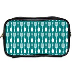 Teal And White Spatula Spoon Pattern Toiletries Bags 2-Side Back