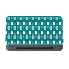 Teal And White Spatula Spoon Pattern Memory Card Reader With Cf