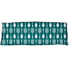 Teal And White Spatula Spoon Pattern Body Pillow Cases Dakimakura (two Sides)  by GardenOfOphir