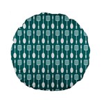 Teal And White Spatula Spoon Pattern Standard 15  Premium Round Cushions Front