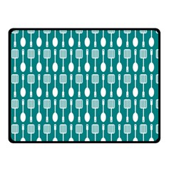 Teal And White Spatula Spoon Pattern Double Sided Fleece Blanket (small)  by GardenOfOphir