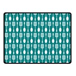 Teal And White Spatula Spoon Pattern Double Sided Fleece Blanket (Small)  45 x34  Blanket Front