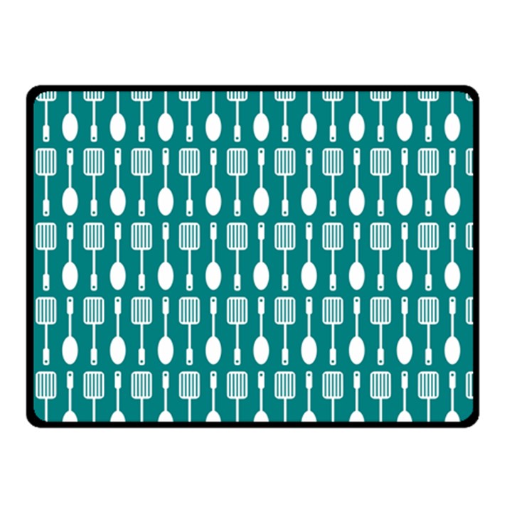 Teal And White Spatula Spoon Pattern Double Sided Fleece Blanket (Small) 