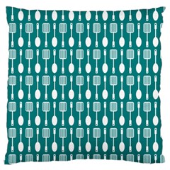 Teal And White Spatula Spoon Pattern Standard Flano Cushion Cases (one Side)  by GardenOfOphir