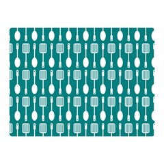 Teal And White Spatula Spoon Pattern Double Sided Flano Blanket (mini) 