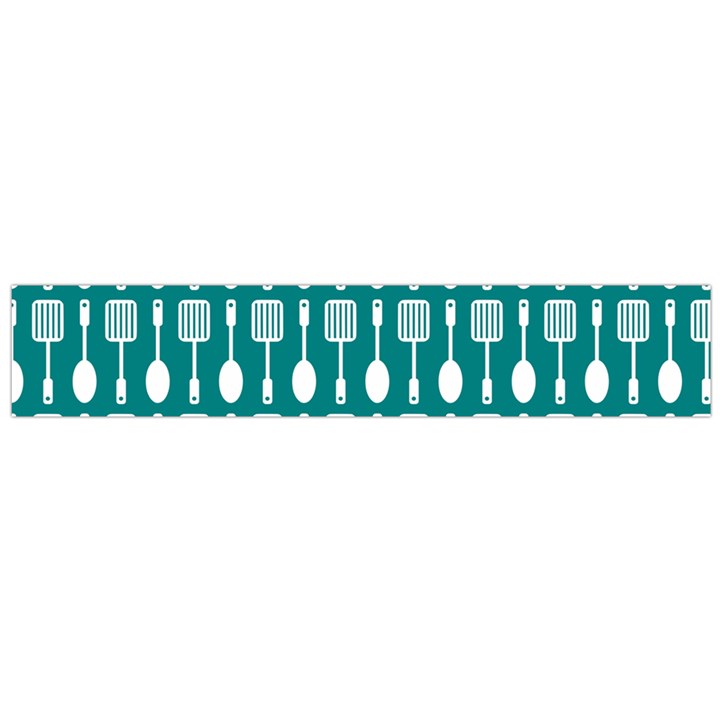 Teal And White Spatula Spoon Pattern Flano Scarf (Large) 