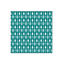 Teal And White Spatula Spoon Pattern Satin Bandana Scarf by GardenOfOphir