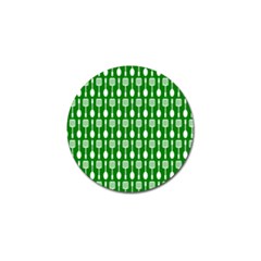 Green And White Kitchen Utensils Pattern Golf Ball Marker