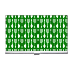 Green And White Kitchen Utensils Pattern Business Card Holders by GardenOfOphir