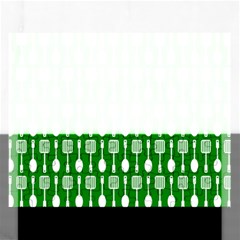 Green And White Kitchen Utensils Pattern Rectangular Jigsaw Puzzl by GardenOfOphir