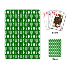 Green And White Kitchen Utensils Pattern Playing Card