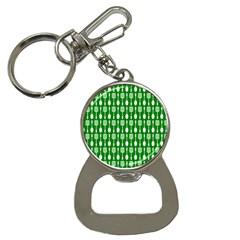 Green And White Kitchen Utensils Pattern Bottle Opener Key Chains