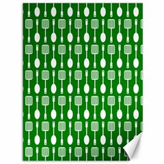 Green And White Kitchen Utensils Pattern Canvas 36  X 48   by GardenOfOphir