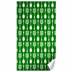 Green And White Kitchen Utensils Pattern Canvas 40  X 72   by GardenOfOphir