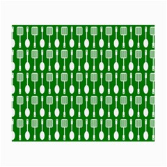 Green And White Kitchen Utensils Pattern Small Glasses Cloth (2-side)