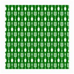 Green And White Kitchen Utensils Pattern Medium Glasses Cloth (2-Side) Front