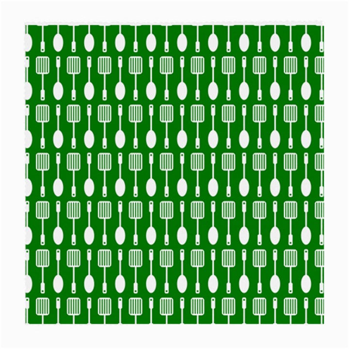 Green And White Kitchen Utensils Pattern Medium Glasses Cloth (2-Side)