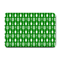 Green And White Kitchen Utensils Pattern Small Doormat 