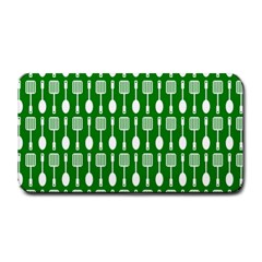 Green And White Kitchen Utensils Pattern Medium Bar Mats