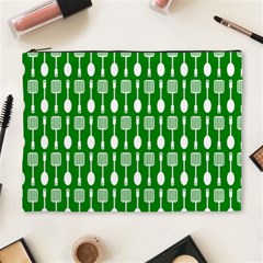 Green And White Kitchen Utensils Pattern Cosmetic Bag (xl) by GardenOfOphir