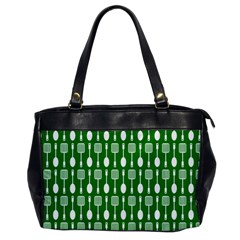 Green And White Kitchen Utensils Pattern Office Handbags by GardenOfOphir