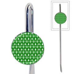 Green And White Kitchen Utensils Pattern Book Mark