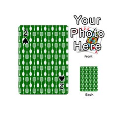 Green And White Kitchen Utensils Pattern Playing Cards 54 (mini) 